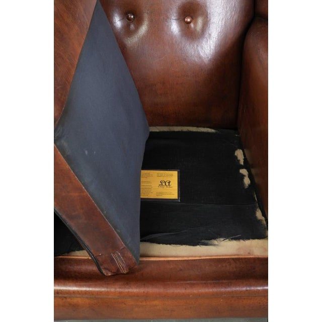 Sheepskin Wing Armchair with Black Piping For Sale - Image 17 of 18