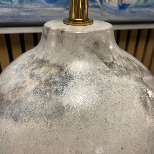 Late 20th Century Pair of Organic Modern Studio Ceramic Table Lamps With Matte Mineral Glaze For Sale - Image 11 of 12