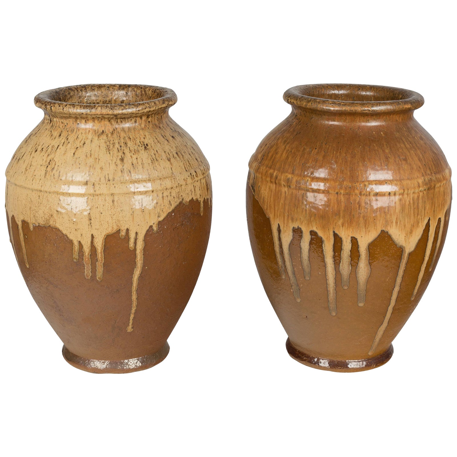 Pair of French Glazed Terracotta Pottery Vases Chairish