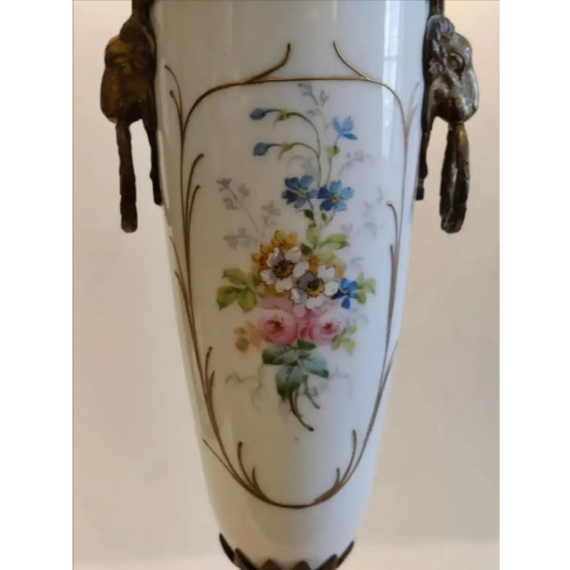 Antique 19th Century Ornate French Sevres Style Porcelain and Bronze Table Lamp For Sale In Atlanta - Image 6 of 10