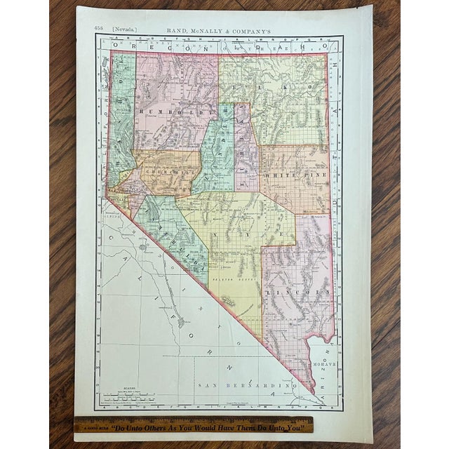Antique Nevada Map: Rand McNally, c. 1897 For Sale - Image 9 of 9