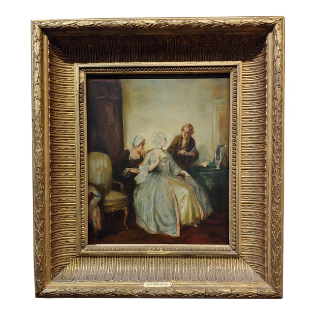 Alfred De Dreux 19th Century Woman in a French Interior -Oil Painting For Sale
