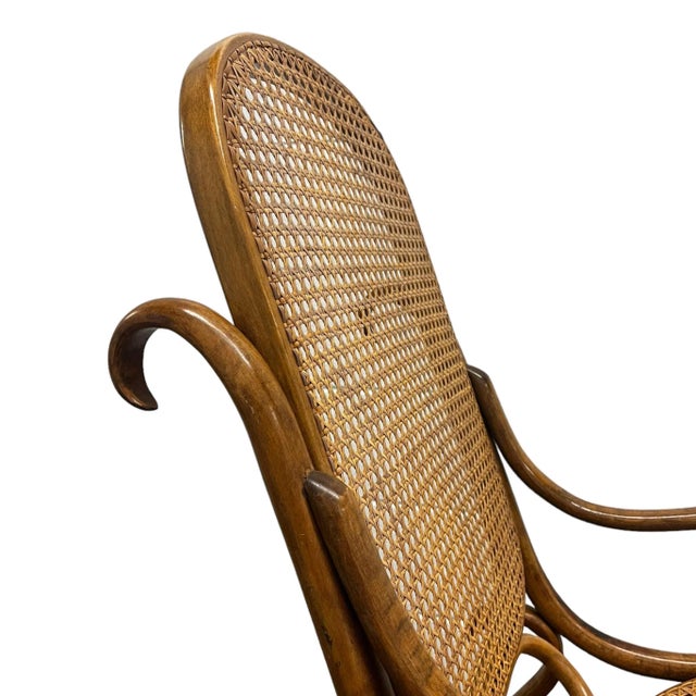 Early 20th Century Bentwood and Caned Rocking Chair For Sale - Image 4 of 11