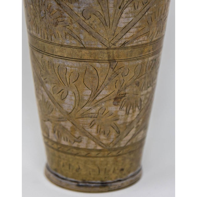 Antique Metal Engraved Mughal Beaker or Vase From India 1940s For Sale - Image 4 of 12