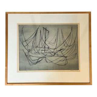 Mid-Century Signed 1960's Francis Kelly Etching For Sale