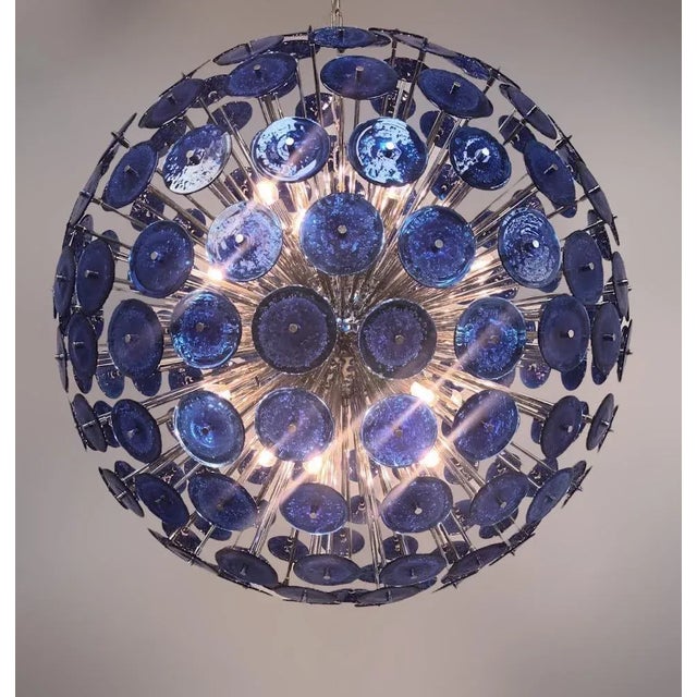 2020s 21st Century Blue Pulegoso Disco Sputnik Chandelier by Fabio Ltd For Sale - Image 5 of 10