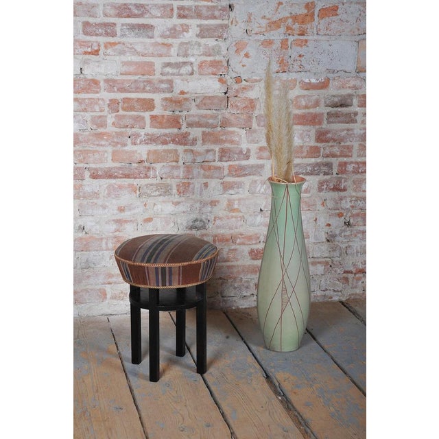 Black Art Deco Stool in Oak, Czech, 1920s For Sale - Image 8 of 10