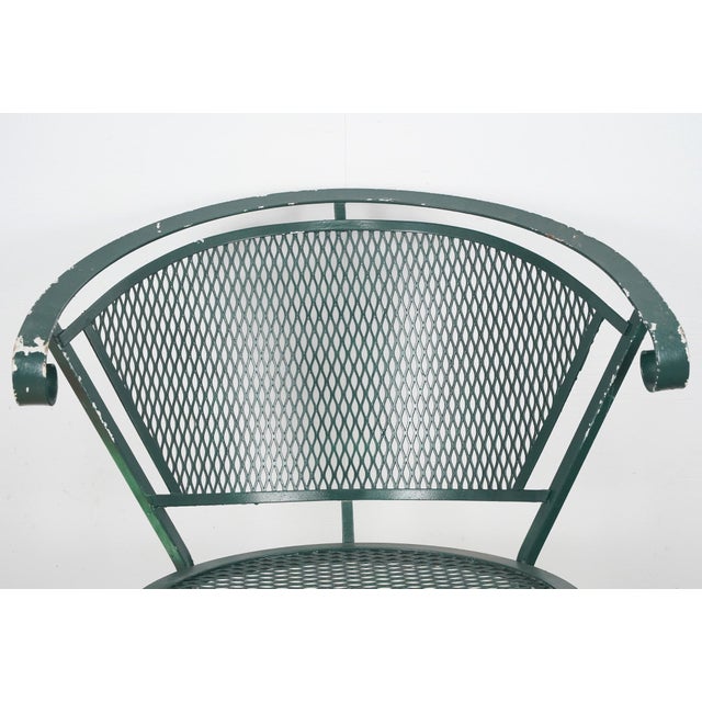 Pair of Late 20th Century Green Mesh Wrought Iron Patio Chairs For Sale - Image 4 of 14