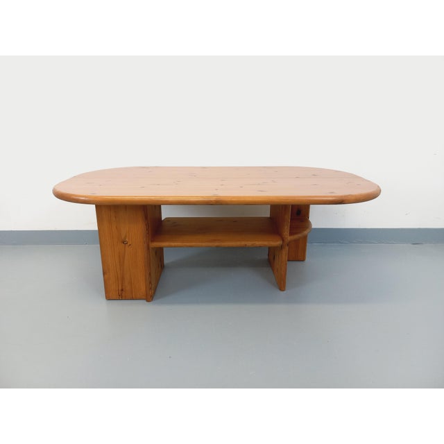 Vintage Rectangular Oval Modernist Coffee Table in Pine, 1970s For Sale - Image 11 of 18