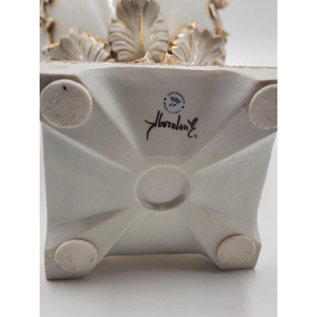 Ceramic Antique OOAK Mid Century Ornate Hand Made Capodimonte Italy Large Vase No Chips For Sale - Image 7 of 12