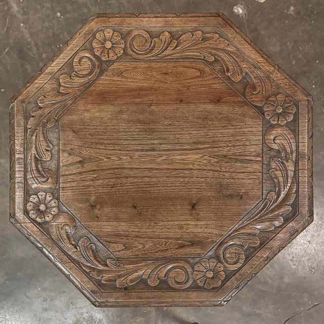 Antique French Renaissance Octagonal Carved End Table For Sale - Image 12 of 12