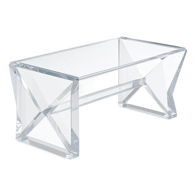 "X Prism Lucite Coffee Table – Sculptural Acrylic Design" For Sale