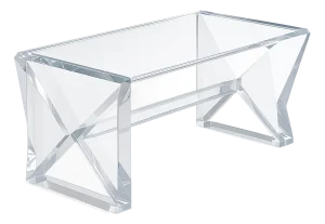 "X Prism Lucite Coffee Table – Sculptural Acrylic Design"