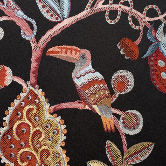 Contemporary Schumacher Birds Of Paradise Fabric In Noir For Sale - Image 3 of 6