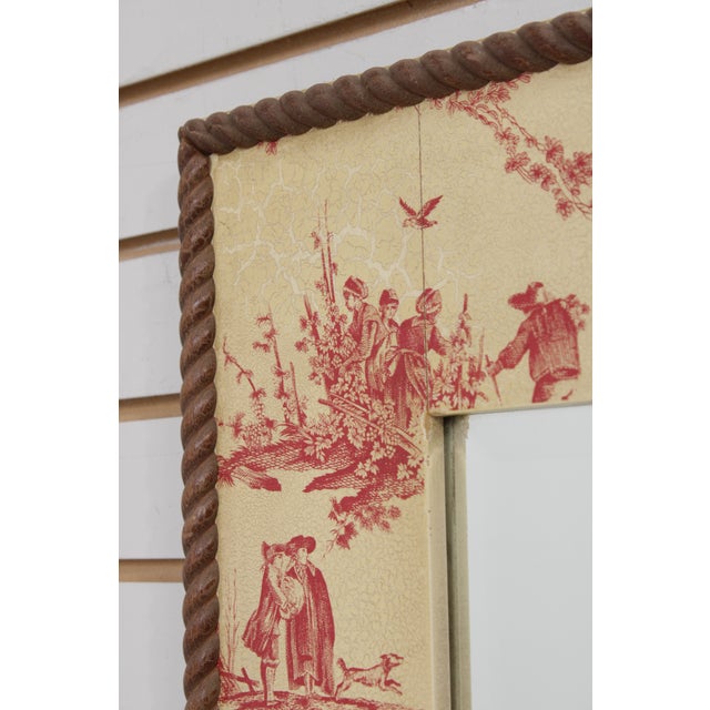 Chintz Crackle Painted Red and Cream Wall Mirror For Sale - Image 10 of 13