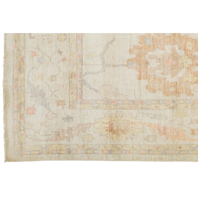 2020s Ethereal Modern Oushak Style Handmade Wool Area Rug Pastels & Earth Tones 14x19 For Sale - Image 5 of 11