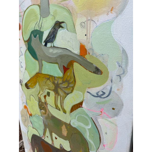 Folk Art “Celebrate Canids” Wolf, Coyote, Foxes Painting LWren Walraven For Sale - Image 3 of 9
