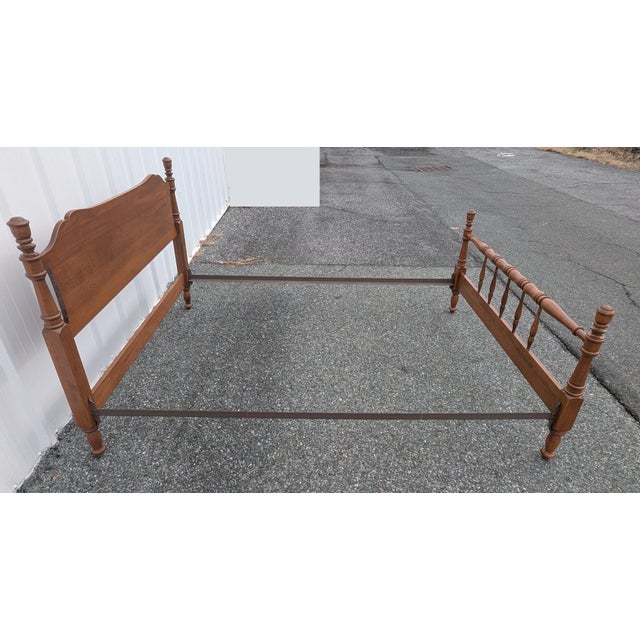 Vintage Traditional Solidwood Full Spindle Bed Frame For Sale - Image 4 of 10