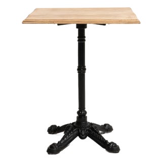 Cast Iron Bistro Table with Oak Top, Antique, France, 20th Century For Sale