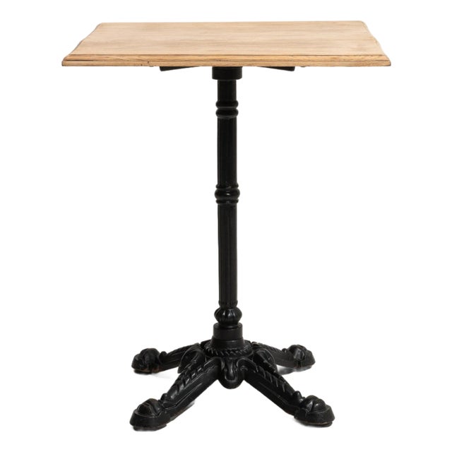 Cast Iron Bistro Table with Oak Top, Antique, France, 20th Century For Sale