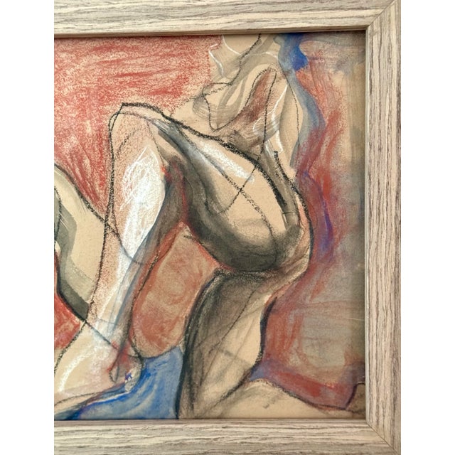 2020s Figurative Drawing : Gorgeous Abstract / Figurative Artwork Newly Framed in Light Wood Frame, Conte Drawing by Erica Everage Art For Sale - Image 5 of 8