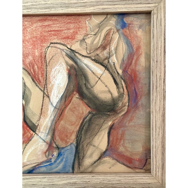 2020s Gorgeous Abstract / Figurative Wood Framed Conte Drawing by Erica Everage For Sale - Image 5 of 8