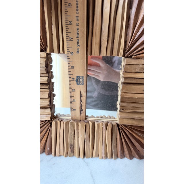 Handcrafted Brown Wooden Driftwood Square Wall Mirror For Sale - Image 10 of 10