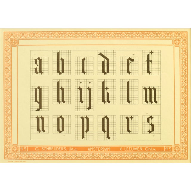 Art Nouveau 1907 Dutch Letterpress Sheet, Matted (Abcdef Ghijklm Uopqrs) For Sale - Image 3 of 3