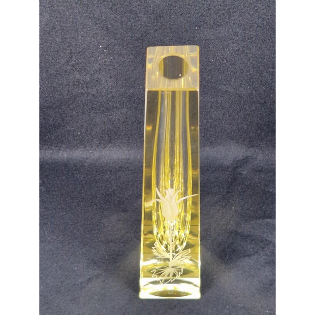 Citrine Drop Cut Engraved Glass Vase by Antonin Drobnik for ZBS, 1960s For Sale - Image 11 of 14