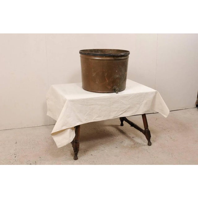 Mid 20th Century Vintage French Large Copper Kitchen Pot With Handles, Spout and Lovely Patina For Sale - Image 5 of 10