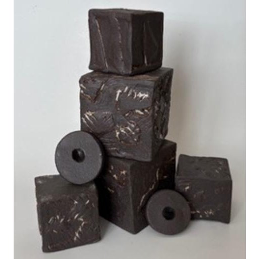 "Cubism Extreme" Artisan Ceramic Black Cubes Set of 5 For Sale - Image 4 of 9