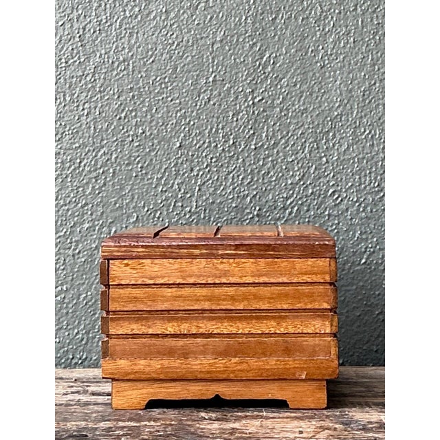 Vintage Rustic Wood Storage Box For Sale - Image 10 of 16