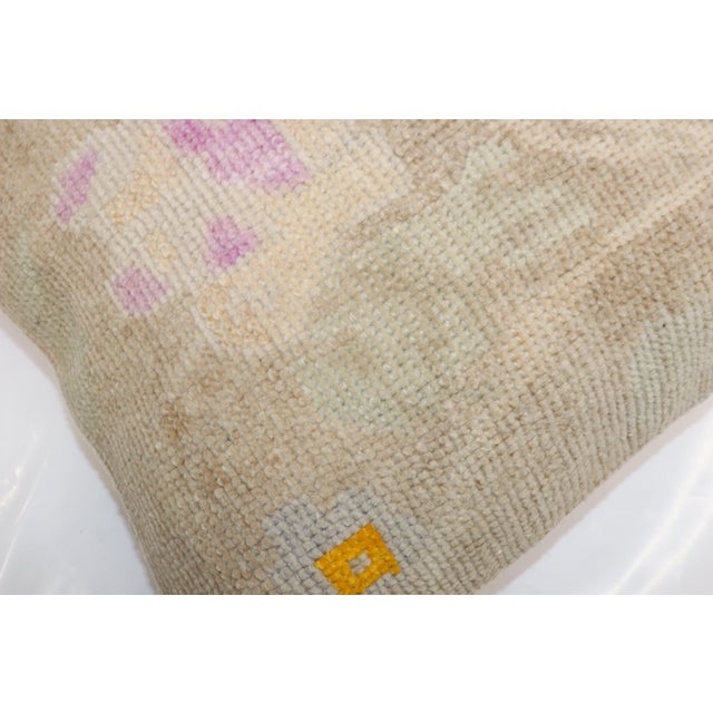 Vintage Turkish Oushak Rug Pillow For Sale In New York - Image 6 of 6