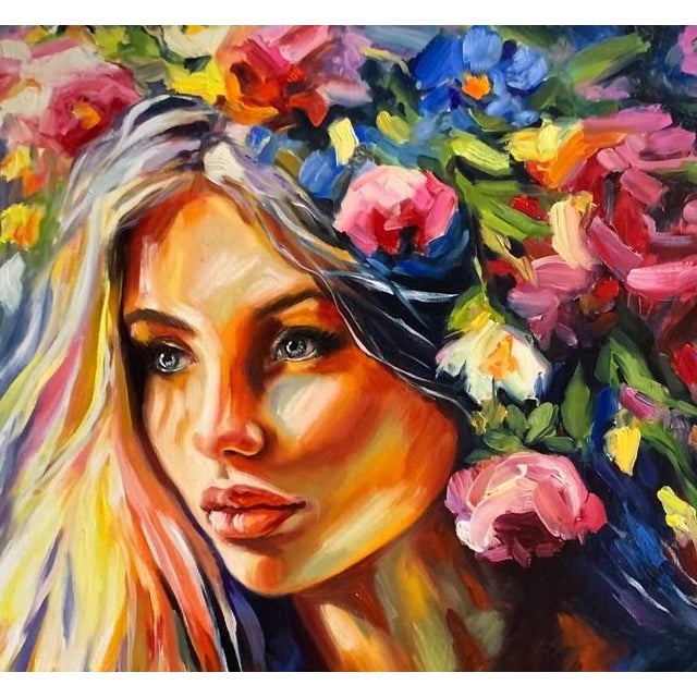 Kateryna Staretska Female Portrait — Original Oil Painting on Canvas Spiritual Figurative Art For Sale - Image 4 of 4