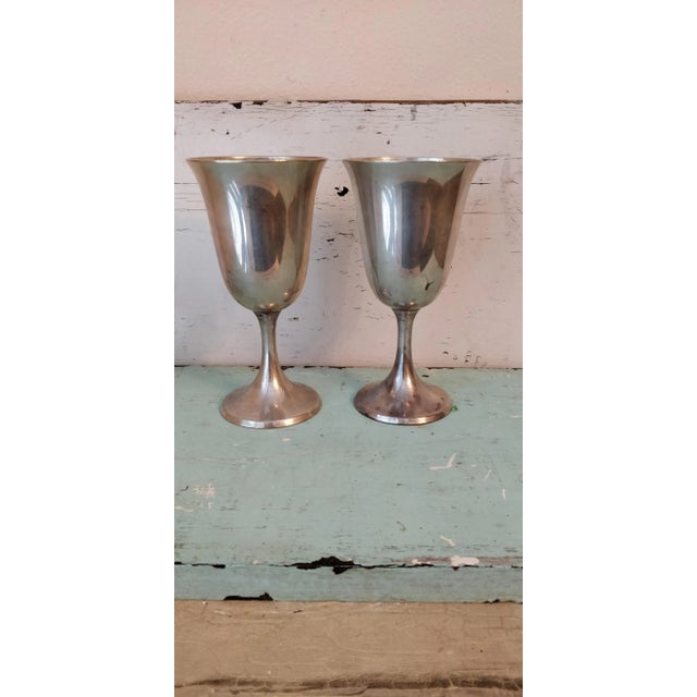 Metal Manchester Sterling Silver Water Goblet #822 a Pair Set 2 For Sale - Image 7 of 7