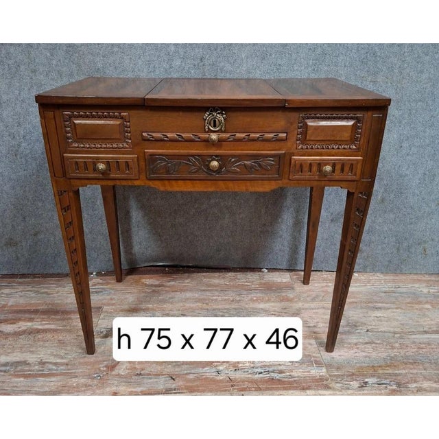 Louis XVI Walnut Dressing Table For Sale - Image 10 of 11