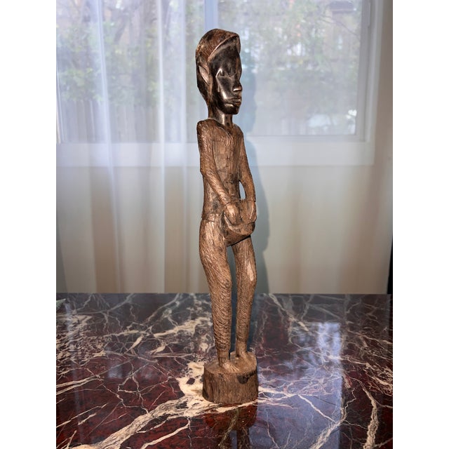 Wood 1970s African Hand Carved Man Sculpture For Sale - Image 7 of 7