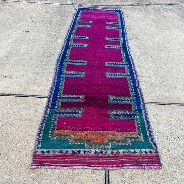 1930s 1930s Vintage Kurdish Tribal Herki Purple Runner Rug For Sale - Image 5 of 6