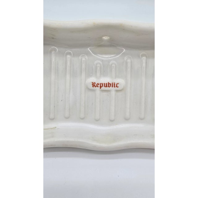 Early 20th Century Antique Republic Porcelain White Soap Dish Holder For Sale - Image 5 of 11