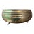 Round Footed Vintage Brass Decorative Bowl With Lion Head Details For Sale
