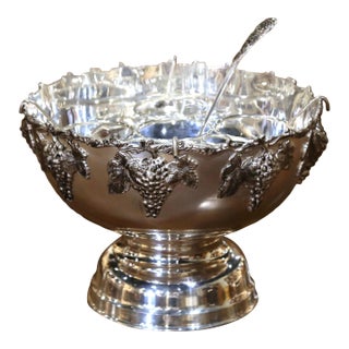 Vintage French Silver-Plated Grape Motif Champagne Cooler and Punch Bowl For Sale