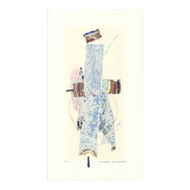 Artist Unknown 'Untitled' Abstract Blue,Yellow Serigraph For Sale