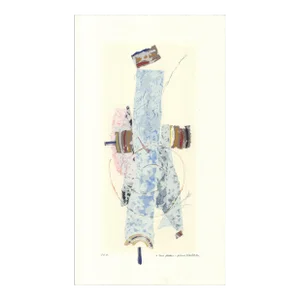 Artist Unknown 'Untitled' Abstract Blue,Yellow Serigraph
