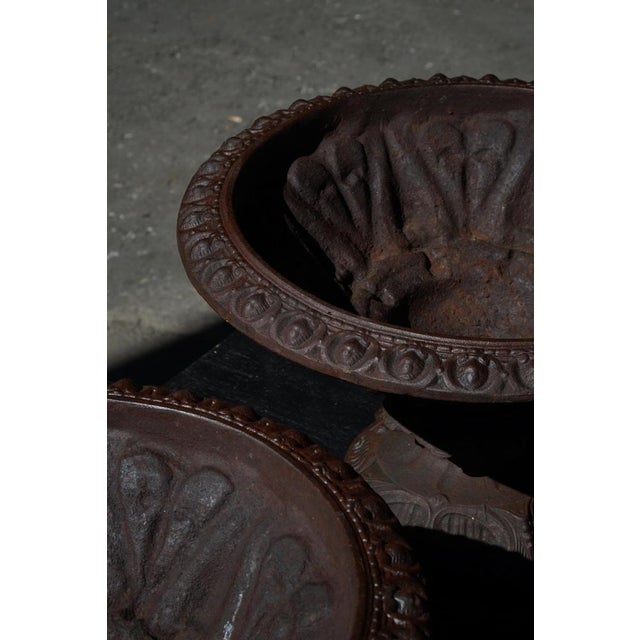 Metal Antique Neoclassical Cast Iron Garden Vases, France, 1920s, Set of 2 For Sale - Image 7 of 15