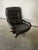 Scandinavian Black Leather Swivel Lounge Chair with Bentwood Frame, 1970s For Sale - Image 9 of 10