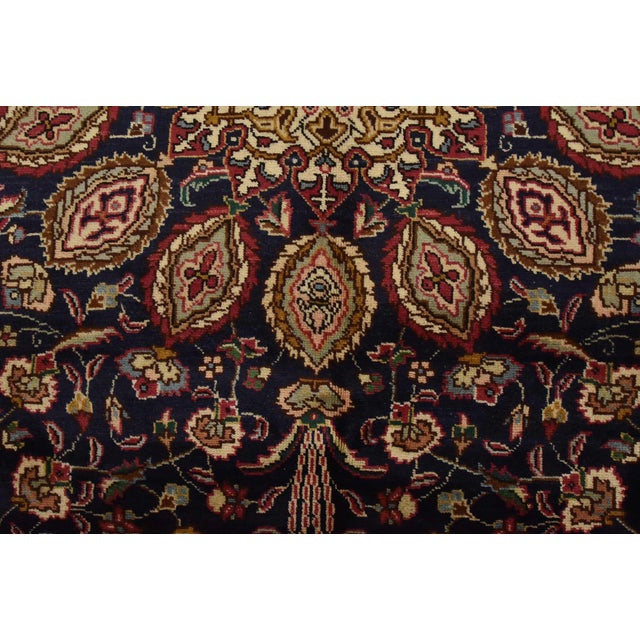 Tabriz Rug 6’6” X 9’7” Blue Wool Vintage Traditional Hand-Knotted Carpet For Sale - Image 10 of 15