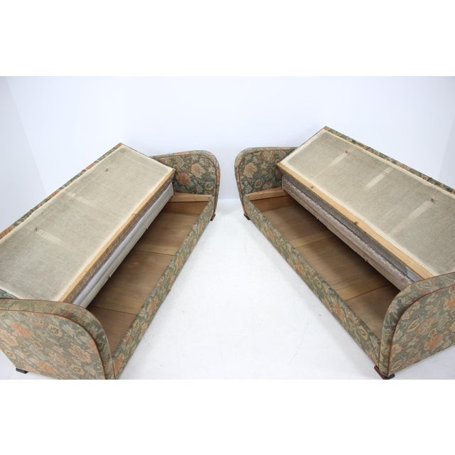 - Made in Czechoslovakia - Made of wood, fabric - Original upholstery - Measures: Extending depth 105 cm - Good, original...