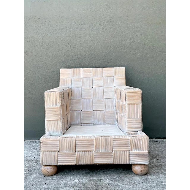 Contemporary Vintage Woven Rattan Sofa After John Hutton for Donghia For Sale - Image 3 of 12