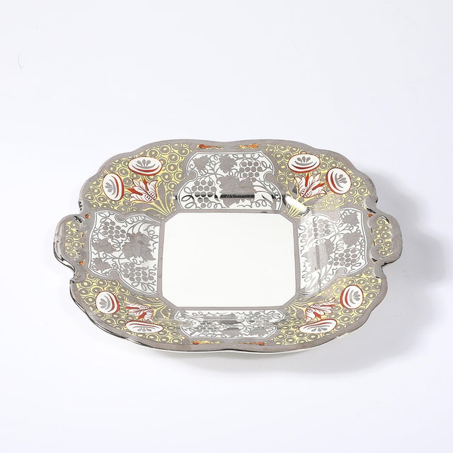 Art Deco Wedgewood Porcelain Floral and Grapevine White Gold Overlay Silver Dish For Sale - Image 10 of 15