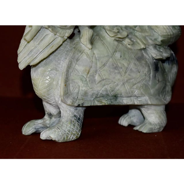 Chinese Vintage Carved Hardstone Sculpture Chinese Dragon Turtle Feng Shui Statue For Sale - Image 3 of 11